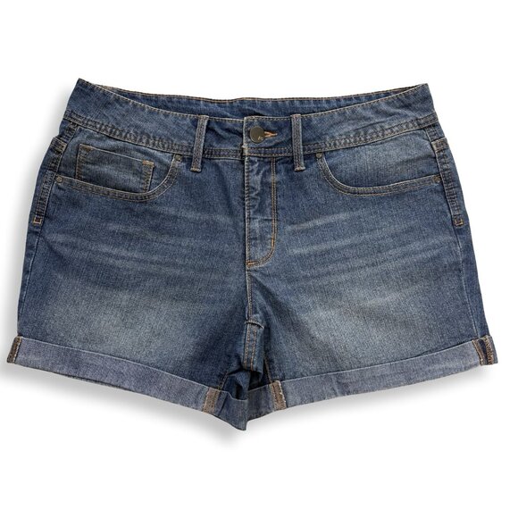 Fire & Gold Pants - Fire & Gold Denim Shorts Womens 12 Blue Rolled Cuff Casual Stretch Jean Summer